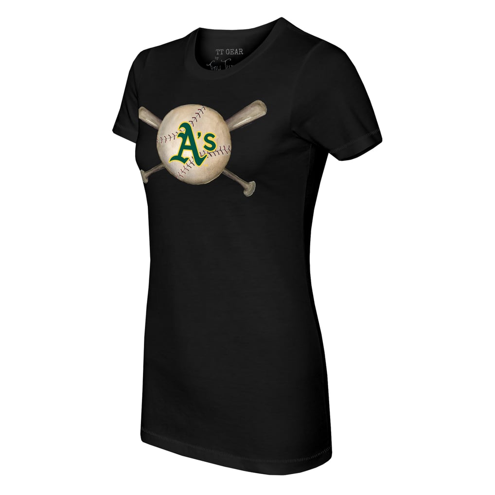 Athletics Tiny Turnip Women's Baseball Cross Bats T-Shirt - Black
