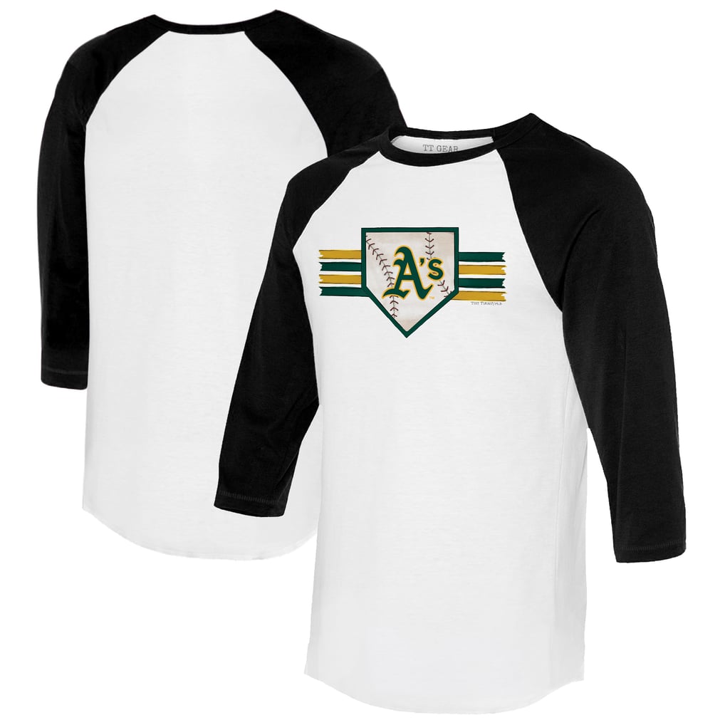 Athletics Tiny Turnip Women's Base Stripe 3/4-Sleeve Raglan T-Shirt - White/Black