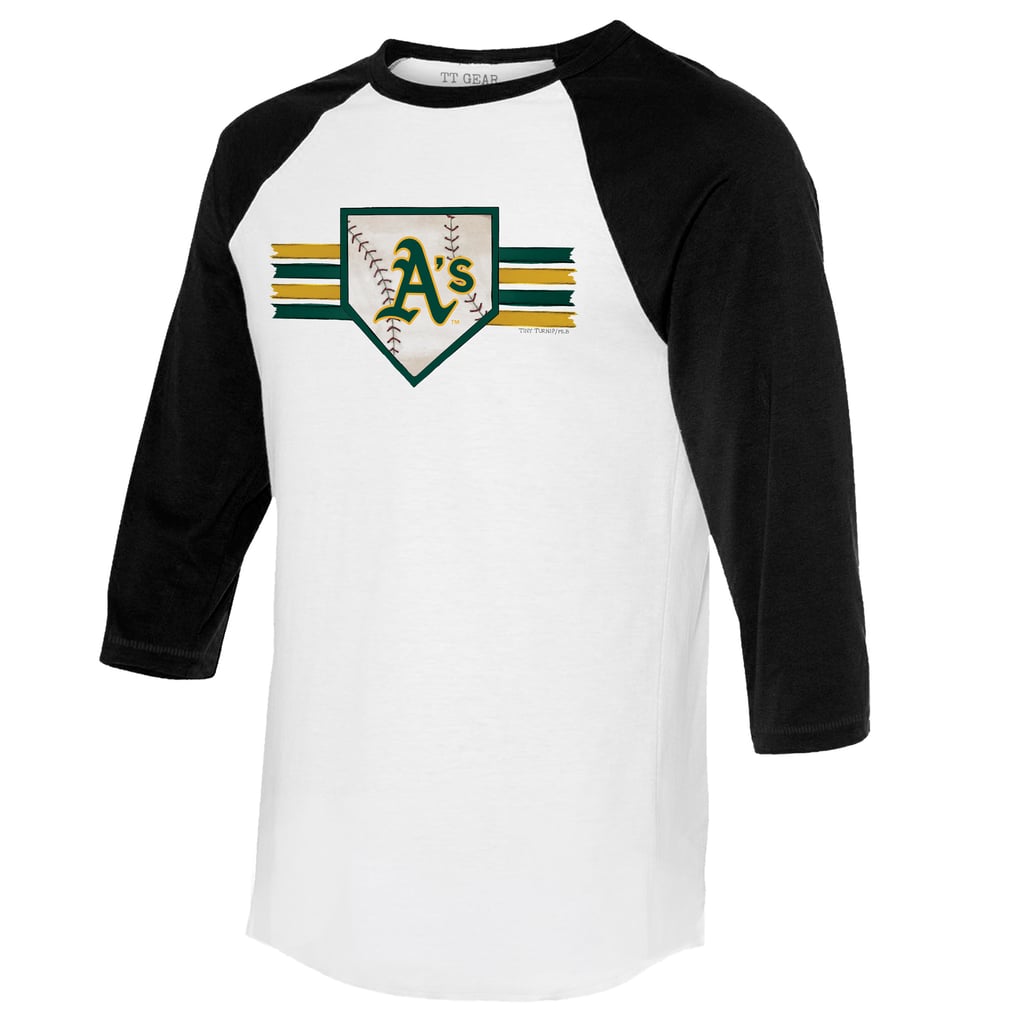 Athletics Tiny Turnip Women's Base Stripe 3/4-Sleeve Raglan T-Shirt - White/Black