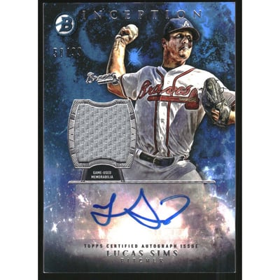 2016 Bowman Inception Relic Autographs Blue #IARLS Lucas Sims