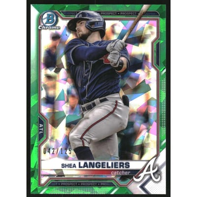 2021 Bowman Chrome Sapphire Prospects Green Refractors #BCP28 Shea Langeliers