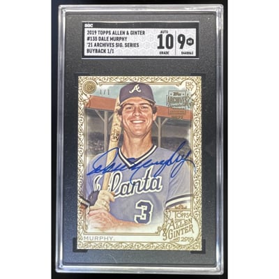 2021 Topps Archives Signature Series Autograph Dale Murphy Auto 1/1 SGC 9