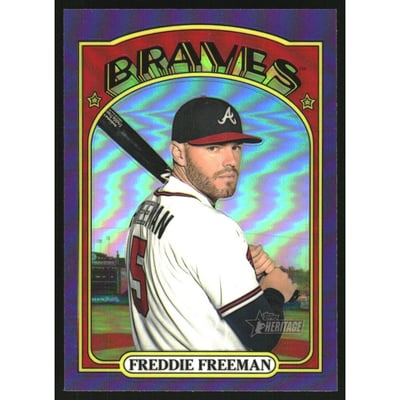 2021 Topps Heritage Chrome Purple Refractors #39 Freddie Freeman