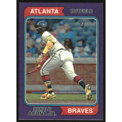 2023 Topps Heritage Chrome Purple Refractors #183 Ronald Acuna Jr.