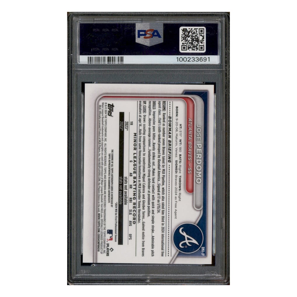 2024 Bowman Chrome Mega Box Autograph Jose Perdomo Auto PSA 9