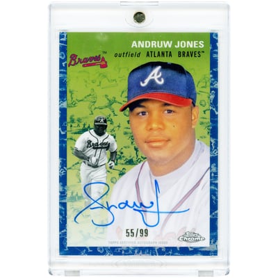 Andruw Jones Atlanta Braves Autographed 2023 Topps Chrome Platinum Toile Cream Blue Refractors #CPA-AJO #55/99 Card 