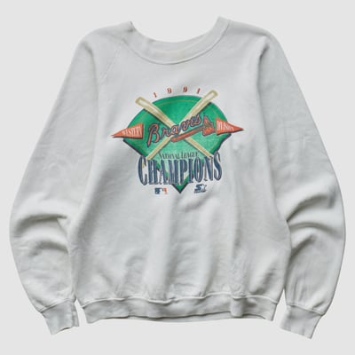 Atlanta Braves Fruit of the Loom 1991 Pullover Sweatshirt - White - S by Fanatics Real Vintage