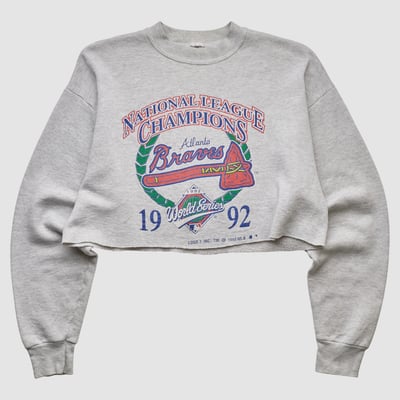 Atlanta Braves Fruit of the Loom 1992 Pullover Sweatshirt - Heather Gray - S by Fanatics Real Vintage
