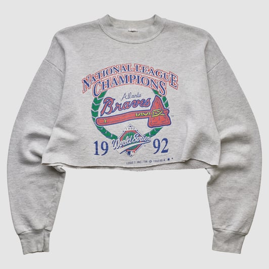 Atlanta Braves Fruit of the Loom 1992 Pullover Sweatshirt - Heather Gray - S by Fanatics Real Vintage