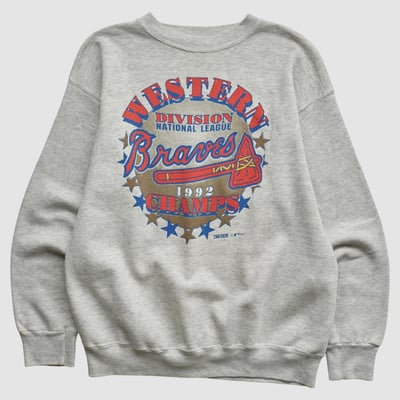 Atlanta Braves Tultex 1992 Pullover Sweatshirt - Heather Gray - S by Fanatics Real Vintage