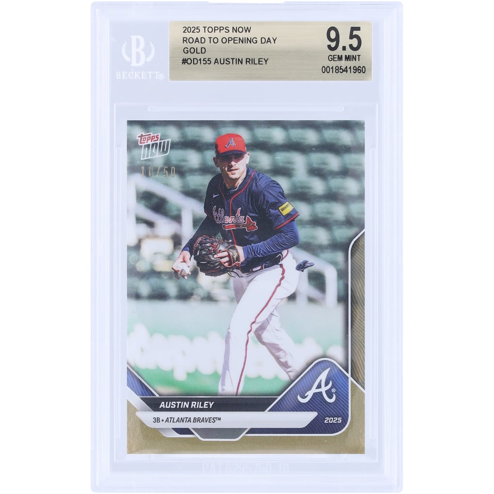 Austin Riley Stats Card Austin Riley Atlanta Braves 2025 Topps Now Road To Opening Day Gold ...