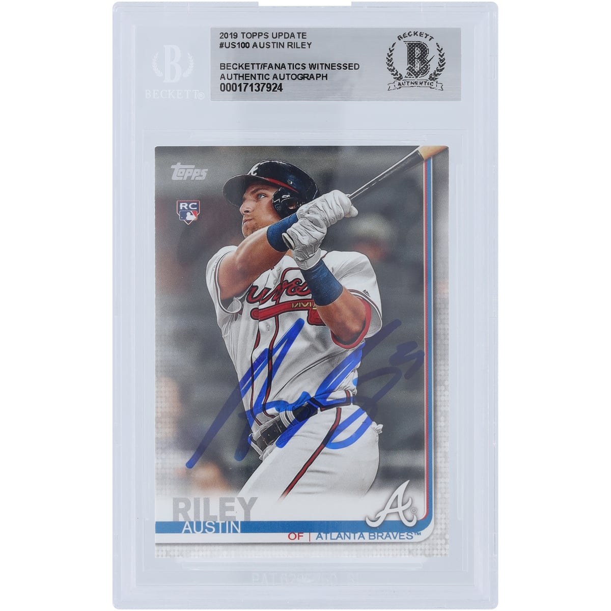 Austin Riley Funko Austin Riley Atlanta Braves Autographed 2019 Topps Update #US100 ...