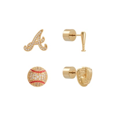 Atlanta Braves by Jill Martin Glam Day 4-Pack Post Back Earrings Set