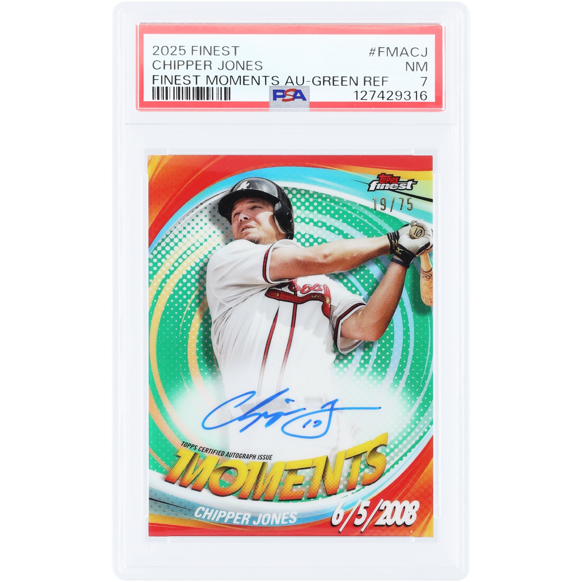 Chipper Jones Atlanta Braves Autographed 2025 Topps Finest Finest 