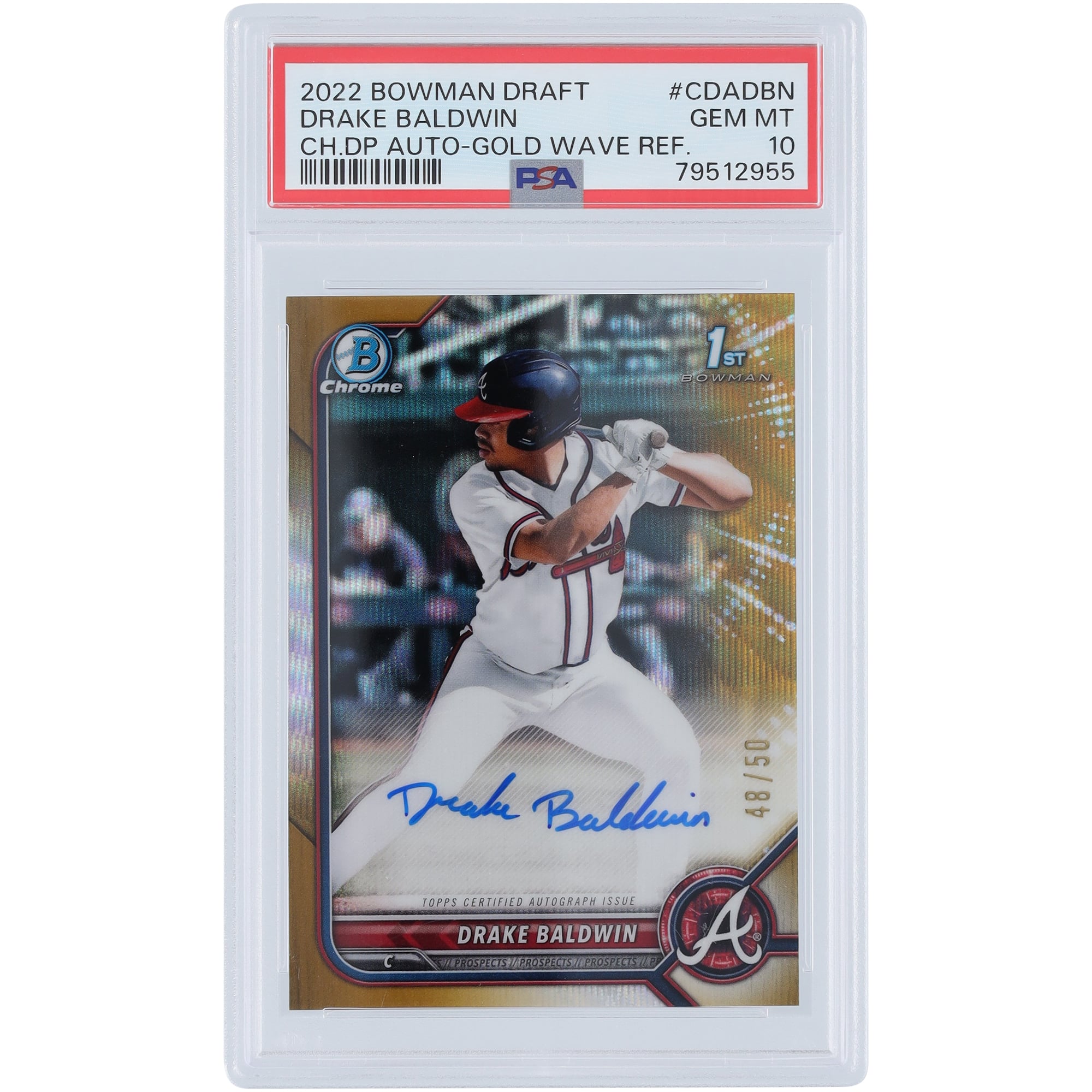 Drake Baldwin Atlanta Braves Autographed 2022 Bowman Chrome 1st 
