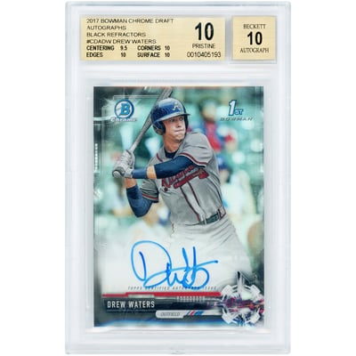 Drew Waters Atlanta Braves Autographed 2017 Bowman Chrome Black Refractor #CDA-DW #72/75 BGS Authenticated 10/10 Card