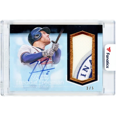 Freddie Freeman Atlanta Braves Autographed 2018 Topps Dynasty Blue Game Used Tri-Color Jersey Relic #AP-FF8 #3/5 Card