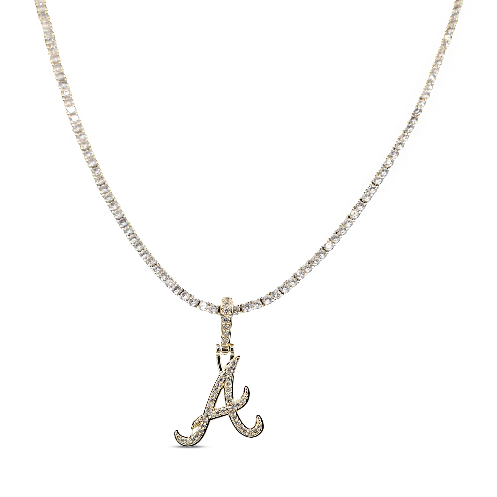 Bravws Riley Chain Atlanta Braves GLD 18K Yellow Gold Logo Pendant & 20
