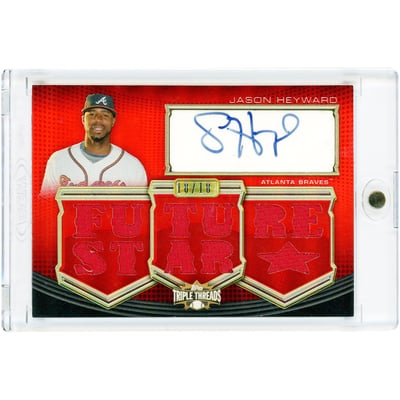Jason Heyward Atlanta Braves Autographed 2010 Topps Triple Threads Game Used Jersey Relics #TTAR-211 #18/18 Card