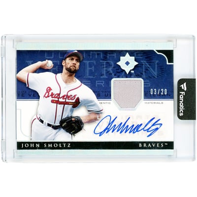 John Smoltz Atlanta Braves Autographed 2005 Upper Deck Ultimate Collection Ultimate Veteran Materials Game Used Jersey Relic #UV-SM #3/20 Card 