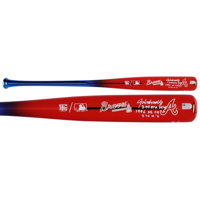 John Smoltz Atlanta Braves Autographed Fanatics Authentic Big Time Bats Chrome Bat with Multiple Inscriptions - Limited Edition #5/5