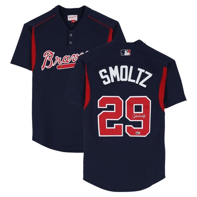 John Smoltz Atlanta Braves Autographed Fanatics Authentic Navy Mitchell & Ness Batting Practice Jersey