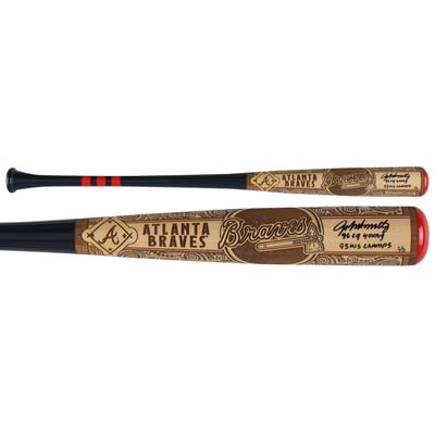 John Smoltz Atlanta Braves Autographed Fanatics Authentic Pillbox Bat Company Mural Series Bat with Multiple Inscriptions - Limited Edition #1/5