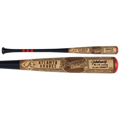 John Smoltz Atlanta Braves Autographed Fanatics Authentic Pillbox Bat Company Mural Series Bat with Multiple Inscriptions - Limited Edition #5/5
