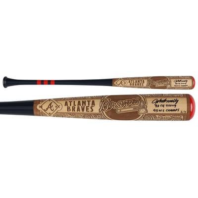 John Smoltz Atlanta Braves Autographed Fanatics Authentic Pillbox Bat Company Mural Series Bat with Multiple Inscriptions - Limited Edition of 5
