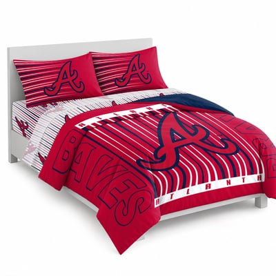 Logo Brands Atlanta Braves Momentum Bed In A Bag - Queen