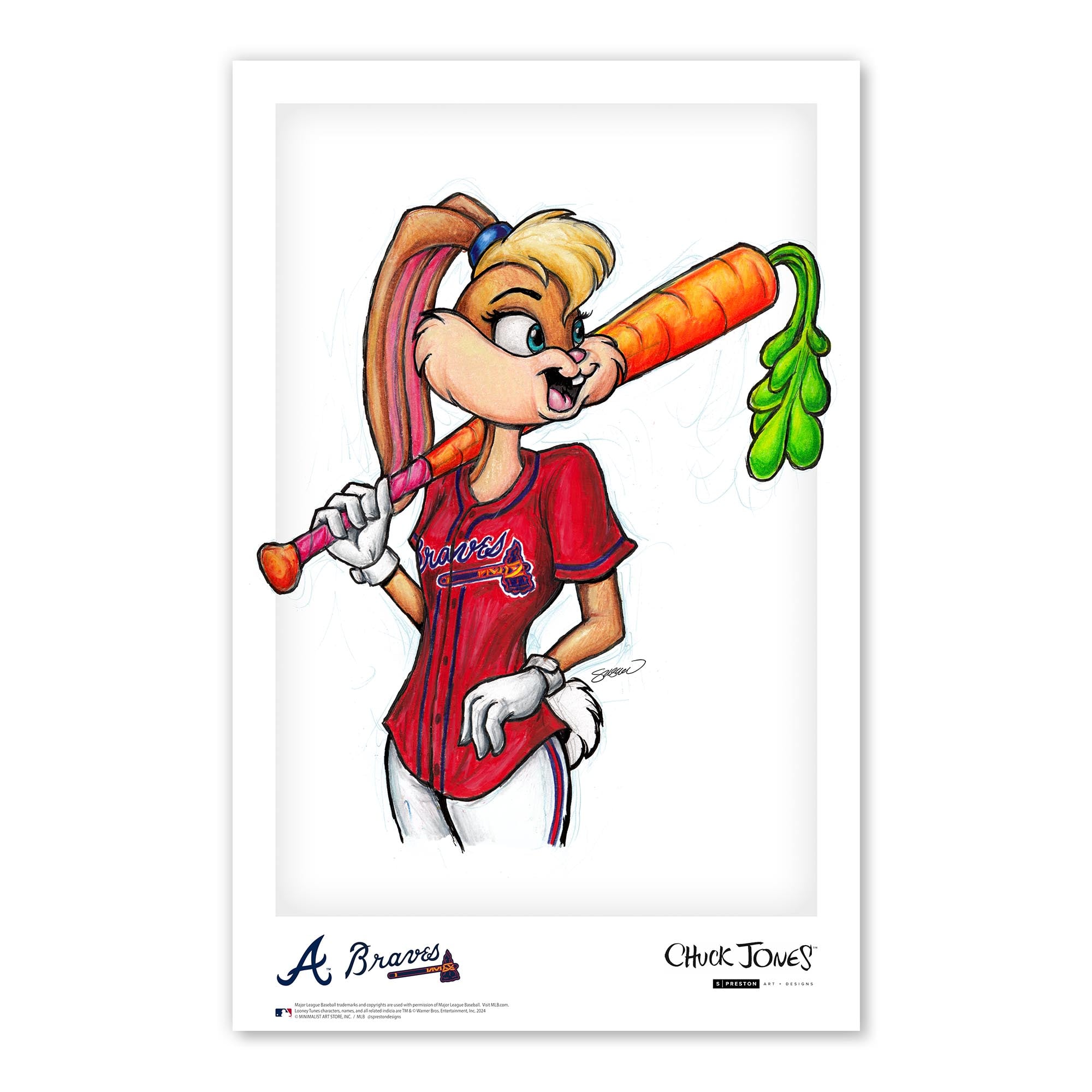 Atlanta Braves Lola Bunny 11x17 Looney Tunes Poster Print