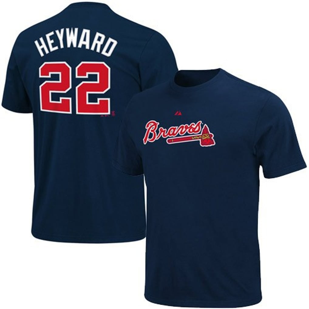 Majestic Atlanta Braves #22 Jason Heyward Youth Navy Blue Player T-shirt