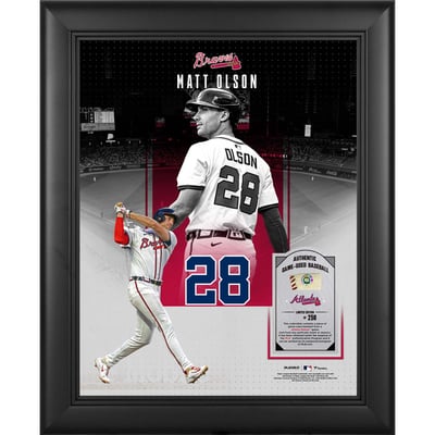 Matt Olson Atlanta Braves Fanatics Authentic Framed 11" x 14" Showcase Collage with a Piece of Game-Used Ball - Limited Edition of 250