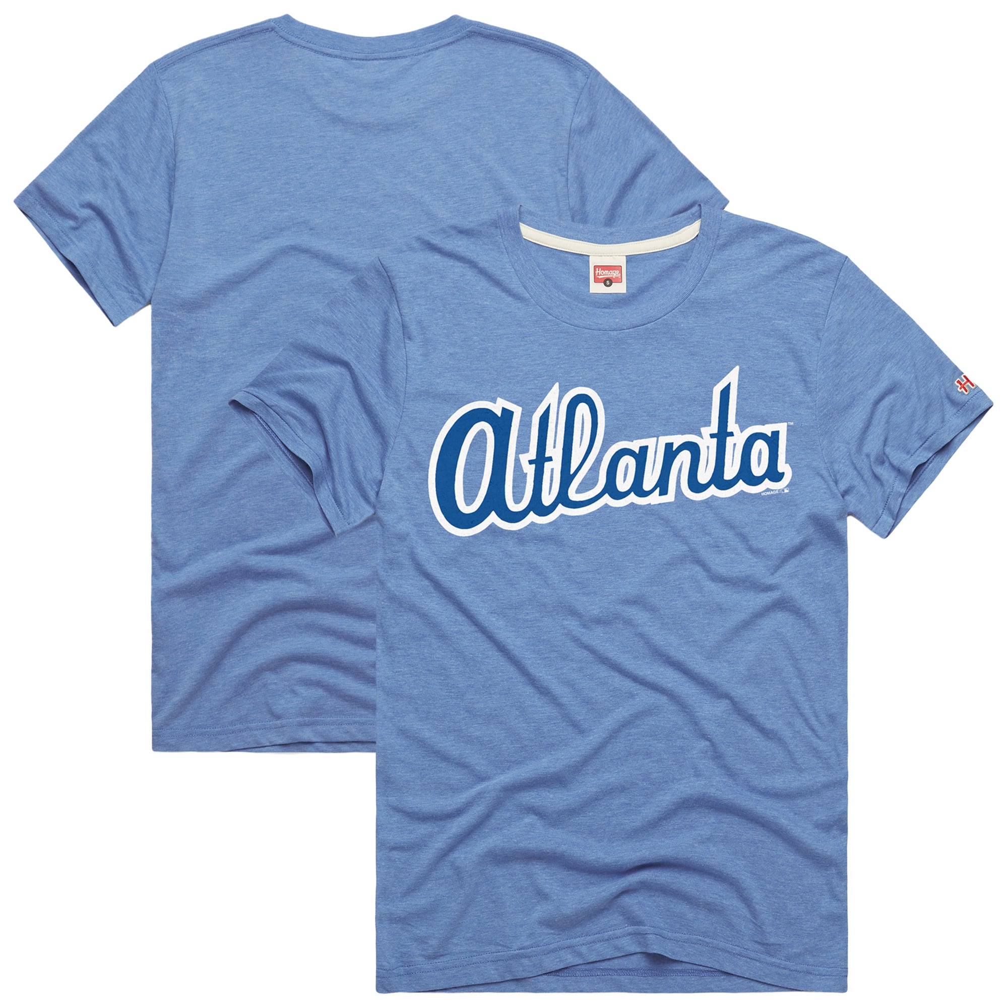 Men's Atlanta Braves Homage Light Blue Hyper Local Tri-Blend T-Shirt