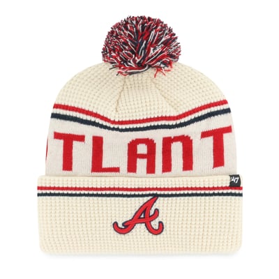Atlanta Braves '47 Quattrle Cuffed Knit Hat with Pom - Natural