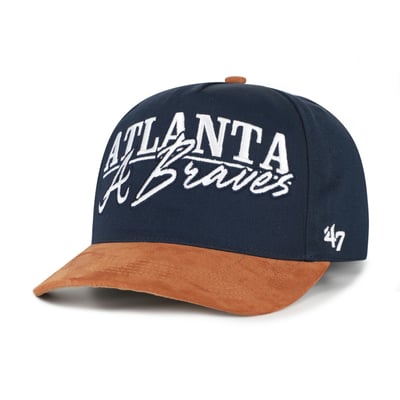 Atlanta Braves '47 Scribe Line Hitch Adjustable Hat - Navy/Light Brown