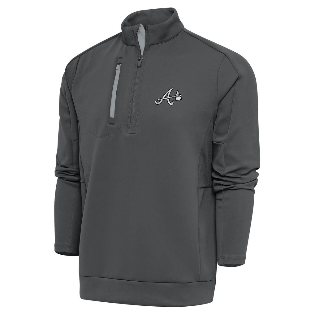 Atlanta Braves Antigua Metallic Generation Quarter-Zip Pullover Top - Gray