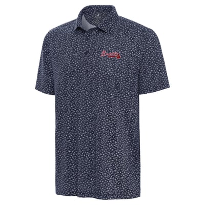 Atlanta Braves Antigua Logo Vigorous Polo - Navy