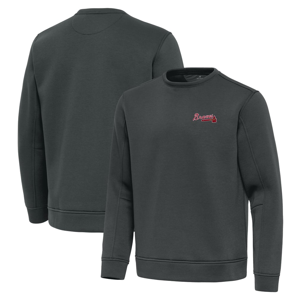 Atlanta Braves Antigua Relevant Lightweight Pullover Sweatshirt - Pewter