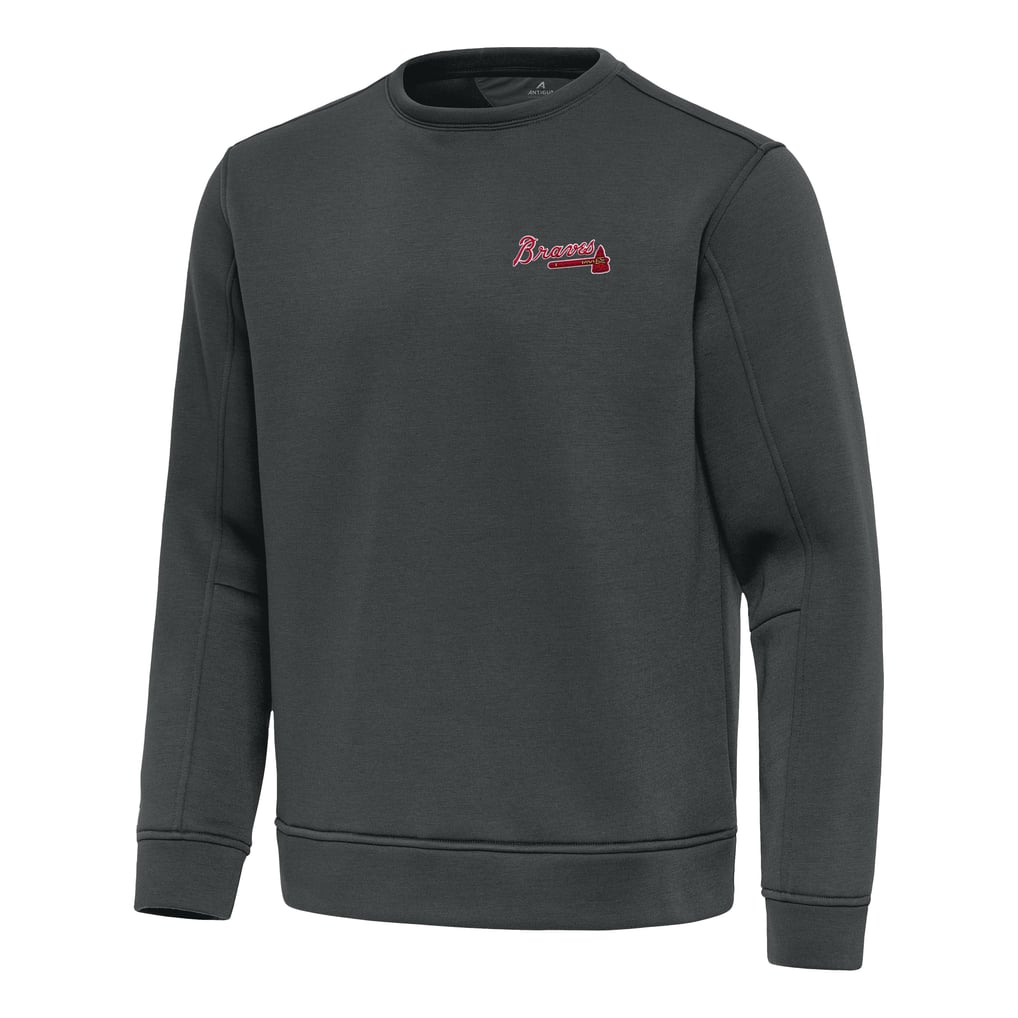 Atlanta Braves Antigua Relevant Lightweight Pullover Sweatshirt - Pewter