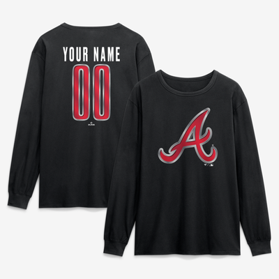 Atlanta Braves  Forged Mascot Personalized Name & Number Long Sleeve T-Shirt - Black