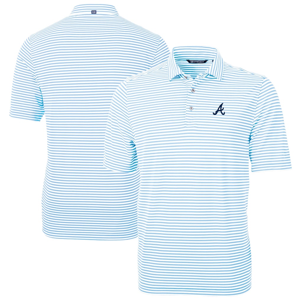 Men's Atlanta Braves Cutter & Buck Powder Blue Virtue Eco Pique Stripe ...