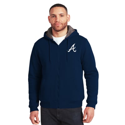 Atlanta Braves Darius Rucker Collection by Fanatics Sherpa Lined Full-Zip Sweatshirt - Navy/Gray