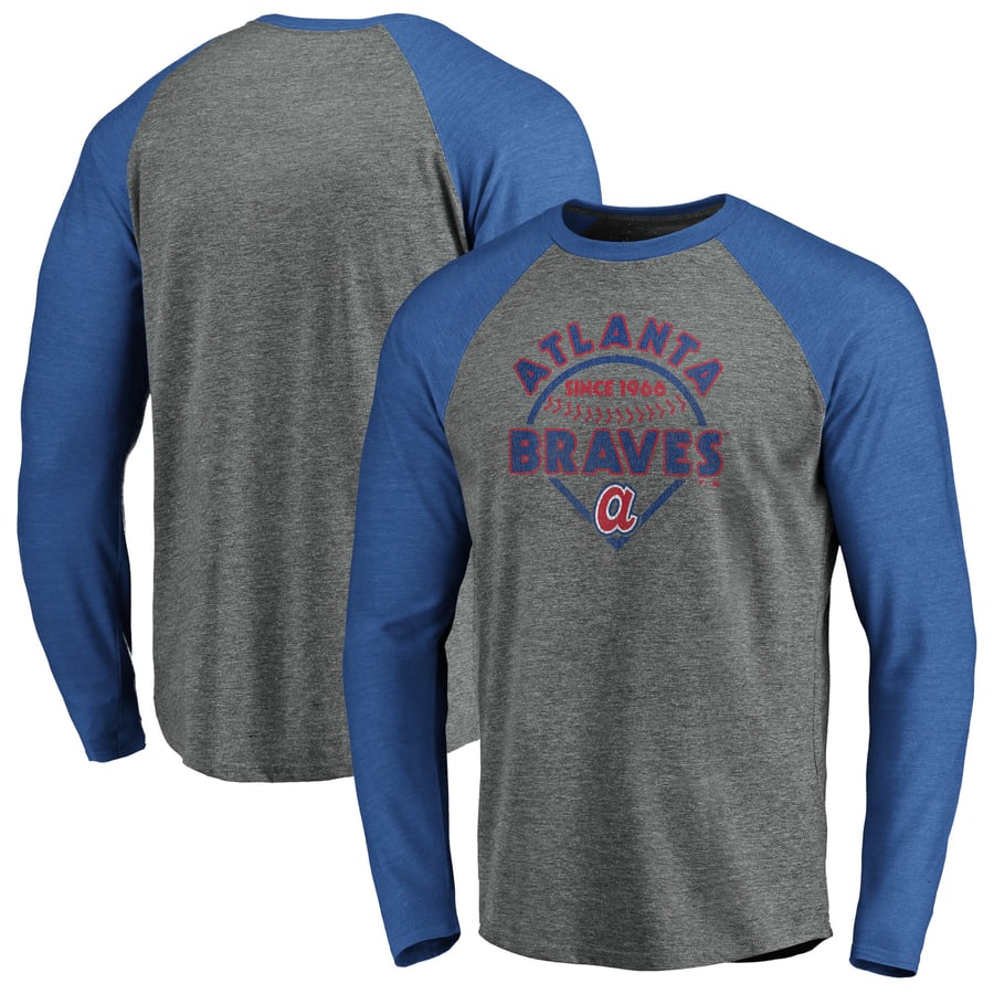 Braves Raglan Men's Atlanta Braves Fanatics Gray/Royal True Classics Outfield Arc ...