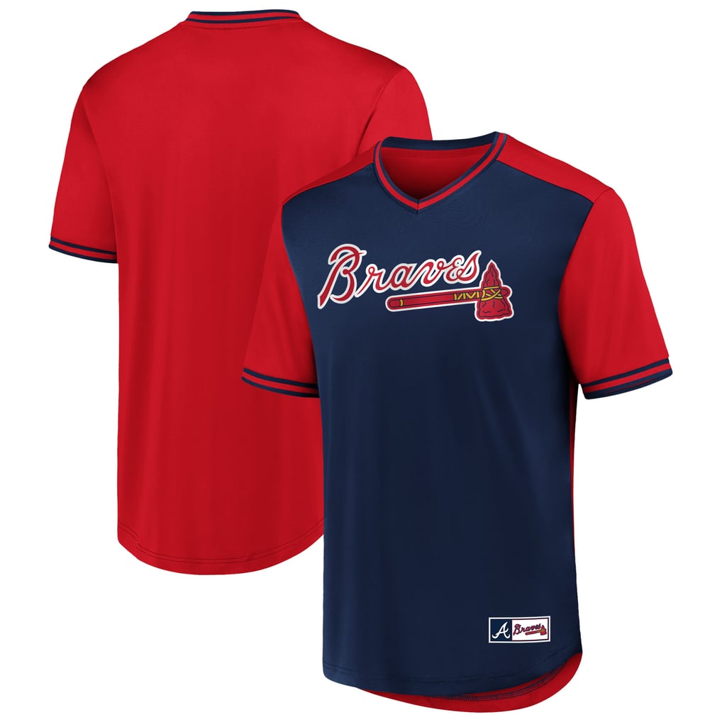 Men's Atlanta Braves Navy Blue Turtleneck Jersey Shirt - Officially Licensed, Size Large