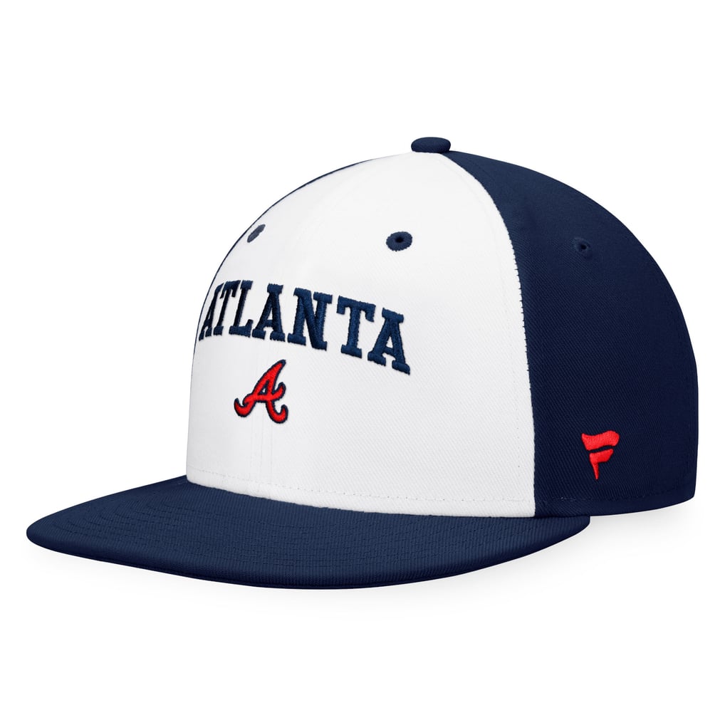 Men's Atlanta Braves Fanatics White/Navy Iconic Color Blocked Fitted Hat