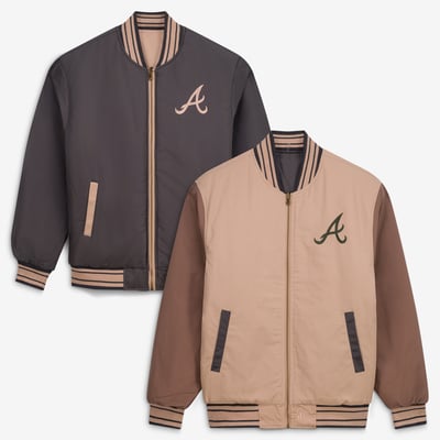 Atlanta Braves JH Design Reversible Canvas Full-Zip Jacket - Tan/Brown