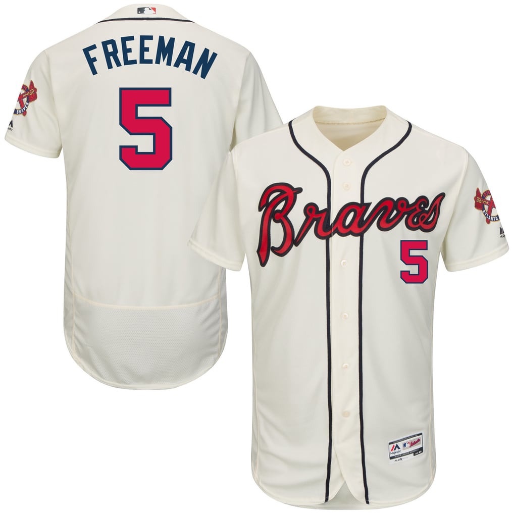 Men's Atlanta Braves Freddie Freeman Majestic Alternate Ivory Flex Base ...