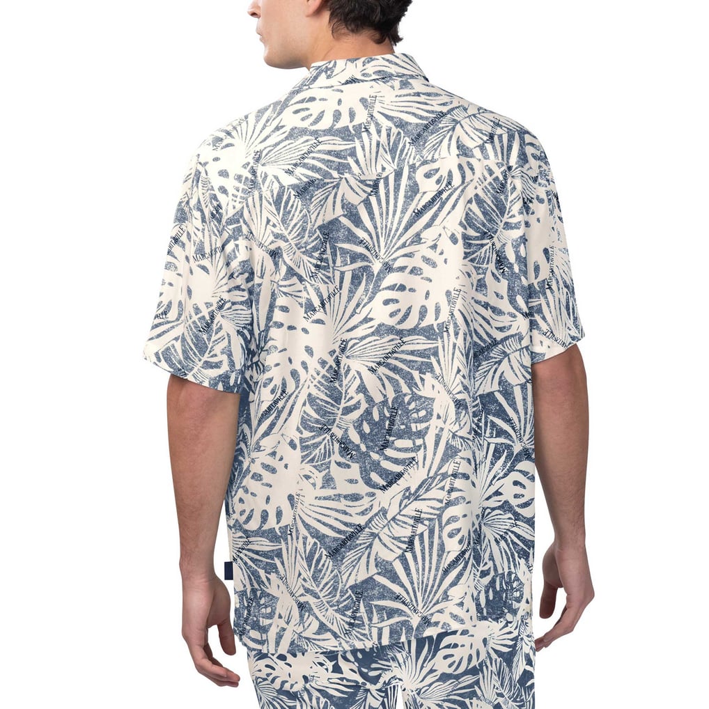 Men's Atlanta Braves Margaritaville Navy Monstera Print Party Button-Up ...