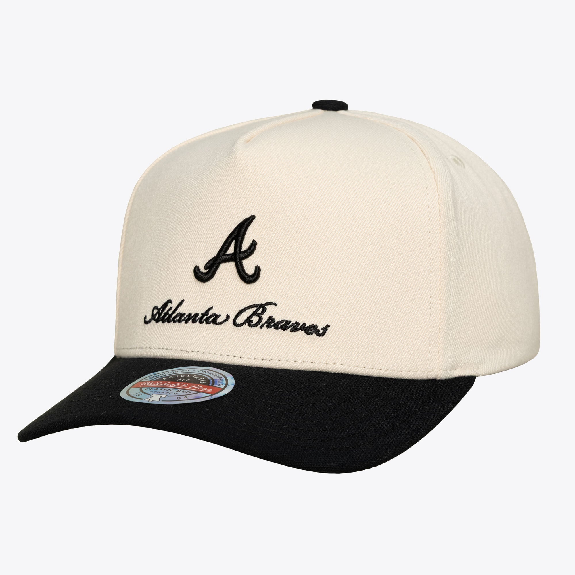Men's Atlanta Braves Mitchell & Ness Cream/Black Flawless Stretch-Snap Hat